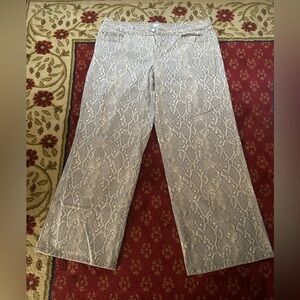 Snake Print Wide-Leg Pants